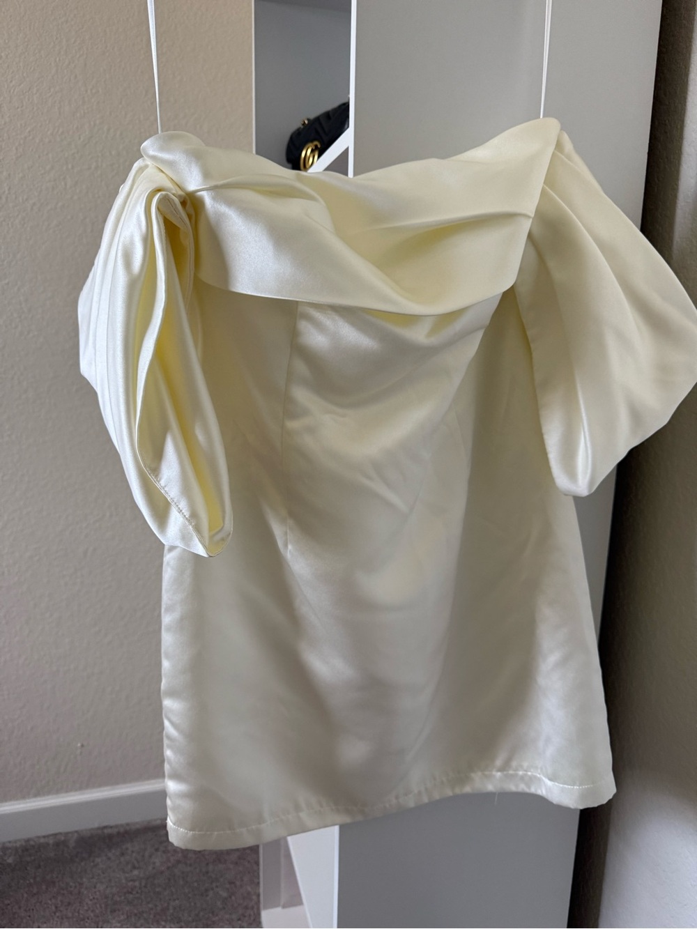 Petal & Pup Off-Shoulder Satin Top in Ivory Cream